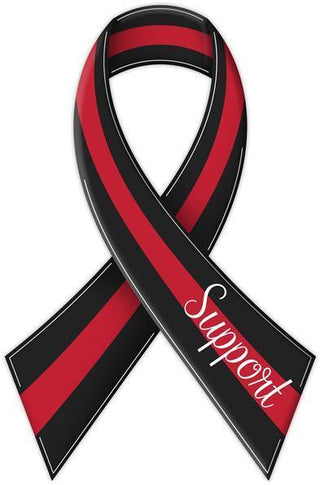 WREATH SIGN | 12.25"H | METAL EMBOSSED | SUPPORT FIREFIGHTERS | RIBBON | BLACK/WHITE/RED | MD119425