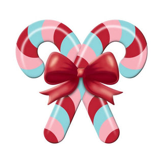 WREATH SIGN | 13"L X 12"H METAL | CANDY CANE | WINTER | CHRISTMAS | RED/PINK/ICE BLUE | EBOSSED | MD136592