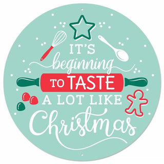 WREATH SIGN | 12"DIA METAL TASTE LIKE CHRISTMAS SIGN | RED/WHITE/JADE | MD1372