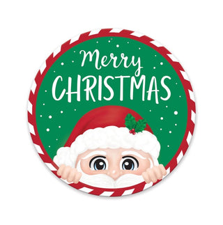 WREATH SIGN | 13"DIA PLASTIC | MERRY CHRISTMAS SANTA SIGN | MD1483