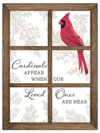 WREATH SIGN | 19"H X 14.25"L | XL WINDOW METAL SIGN |  CARDINALS APPEAR WHEN LOVED ONES ARE NEAR WINDOW SIGN | MD1488