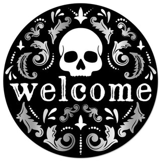 MATCHING SIGN/RIBBON SET | Welcome Damask Skeletal | bl/wh/gr | SET04DG-26CAN