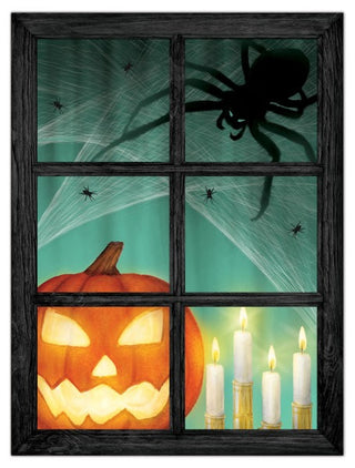 WREATH SIGN | 19"H X 14.25"L | XL WINDOW METAL SIGN | PUMPKIN/SPIDER WINDOW SIGN | MD1499