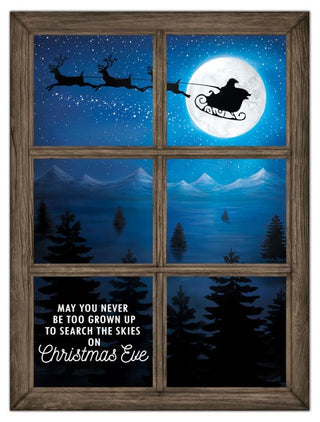 WREATH SIGN | 19"H X 14.25"L | XL WINDOW METAL SIGN |  SANTA/MOON WINDOW SIGN | MD1500