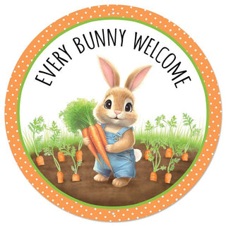WREATH SIGN | 12" DIA | METAL SIGN | EVERY BUNNY WELCOME | EASTER | MD1529