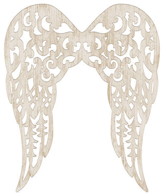 WREATH SIGN | 17.75"HX14.75"L FILIGREE ANGEL WINGS | ANTIQUE CREAM | MD153774