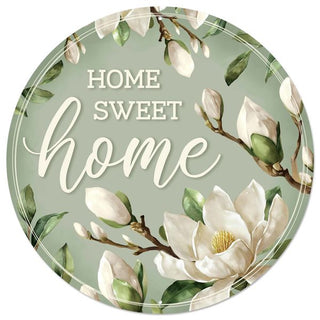 WREATH SIGN | 12"DIA METAL SIGN | HOME SWEET HOME W/MAGNOLIAS | MD1547