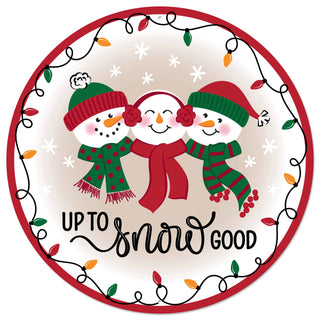 WREATH SIGN | 12"DIA METAL | UP TO SNOW GOOD | SNOWMEN | MD161994
