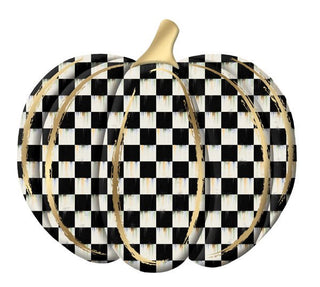 WREATH SIGN | 12"HX11"  METAL EMBOSSED ANTIQUE CHECK PUMPKIN | BLACK/ ANTIQUE WHITE | MD165902