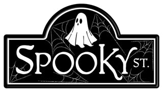 WREATH SIGN | METAL 15"L x 8"H Spooky St. Street Sign | BLACK/WHITE | MD168754