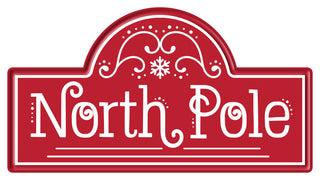 WREATH SIGN | METAL 15"L x 8"H NORTH POLE STREET SIGN | RED/WHITE | MD169030