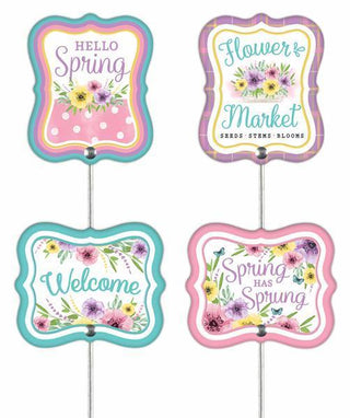 WREATH SIGN | 4 PICK PACK | 4"H x 3.5"L | EMBOSSED MATTE TIN | SPRING | MF3996