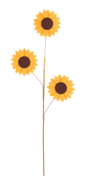 WREATH ACCENT | 30"H FELT SUNFLOWER SPRAY | YELLOW/BROWN | MN035129