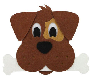 WREATH ATTACHMENT | 9.625"L X 8"H | FELT DOG W/BONE ORNAMENT | BROWN/BLACK/WHITE | ACCESSORIES | MS156904