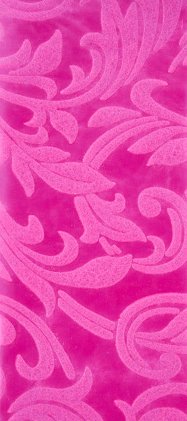 RIBBON | 2.5"X10YD LEAF FILAGREE | HOT PINK | NR100611