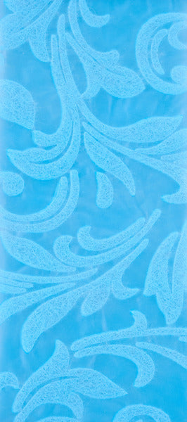 RIBBON | 2.5"X10YD | LEAF FILIGREE | LIGHT BLUE | NR100614