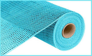 DECOMESH | 10"X10YD | DELUXE WIDE FOIL | TURQUOISE BLUE W/TURQUOISE FOIL | MESH | RE134144