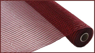 DECOMESH | 10" X 10 YD | WIDE FOIL | BURGUNDY W/RED FOIL | MESH | RE136605