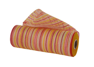 DECOMESH | 10"X10YD | MULTICOLOR VERTICAL STRIPE MESH | Org/Blsh/Ylw/Red/Crm/Wht | RE13691F