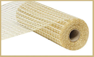 DECOMESH | 10"X10YD THIN DOUBLE STRIPE MESH | CHAMPAGNE | RE1374MT