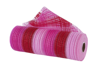 DECOMESH | 10"X10YD | MULTICOLOR VERTICAL STRIPE MESH | HOT PINK/RED/PINK | RE138566