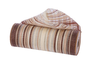 DECOMESH | 10"X10YD | MULTICOLOR VERTICAL OMBRE STRIPE MESH | BROWN/NAT/CREAM | RE13861W