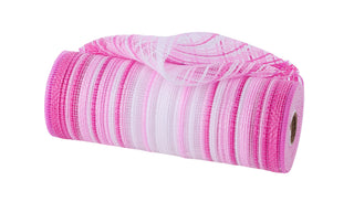 DECOMESH | 10"X10YD | MULTICOLOR VERTICAL STRIPE OMBRE MESH | HOT PINK/WHITE/PINK | RE13861Y