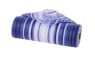 DECOMESH | 10"X10YD | MULTICOLOR VERTICAL OMBRE STRIPE MESH | NAVY/ROYAL/WHITE | RE13862A