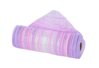 DECOMESH | 10"X10YD | MULTICOLOR VERTICAL OMBRE STRIPE MESH | LAVENDER/PINK/WHITE | RE13882F