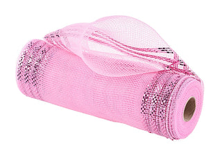 DECOMESH | 10" x 10yd | PINK/PINKMET. FOIL | WIDE BORDER MESH | RE850222