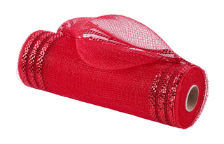 DECOMESH | 10" x 10yd | RED/RED MET. FOIL | WIDE BORDER MESH | RE850224