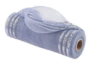 DECOMESH | 10" x 10yd | SILVER/SILVER MET. FOIL | WIDE BORDER MESH | RE850226