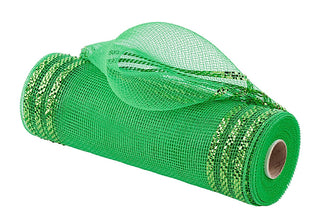 DECOMESH | 10" x 10yd | LIME GREEN/LIMEMET. FOIL | WIDE BORDER MESH | RE850268