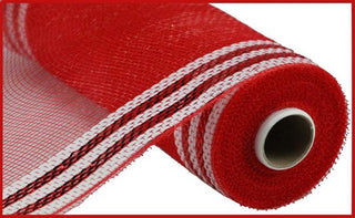 DECOMESH | 10.25" x 10yd | RED/WHITE | FOIL | WIDE BORDER MESH | RY850349