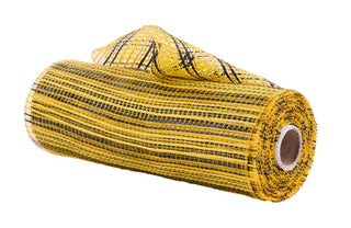 DECOMESH | 10"X10YD | HORIZONTAL WIDE STRIPE | YELLOW/BLACK | RE890242