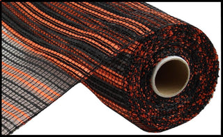 DECOMESH | 10.5"X10YD | HORIZONTAL WIDE STRIPE | ORANGE/BLACK | HALLOWEEN | AUTUMN | FALL | MESH | RE8902E8