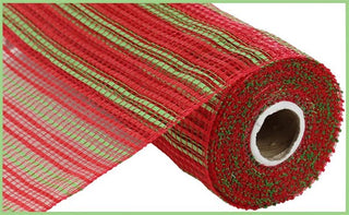 DÉCOMÈSH | 10,5"X10YD | LARGE RAYURE HORIZONTALE | ROUGE/VERT LIME | MAILLE