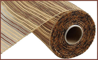 DECOMESH | 10.5"X10YD | HORIZONTAL WIDE STRIPE | NATURAL/DARK BROWN | MESH | RE8902TN