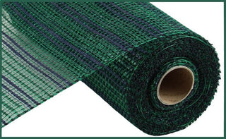 DECOMESH | 10.5"X10YD | HORIZONTAL WIDE STRIPE | HUNTER GREEN/NAVY BLUE | MESH | RE8902TT