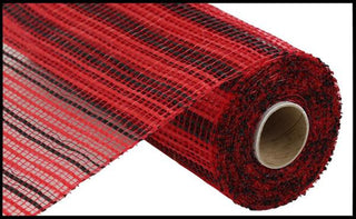 DECOMESH | 10.5"X10YD | HORIZONTAL WIDE STRIPE | RED/BLACK | MESH | RE8902W8