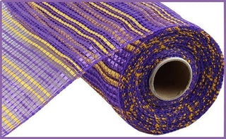 DECOMESH | 10"X10YD | HORIZONTAL WIDE STRIPE | PURPLE/YELLOW | MESH | RE8902WE