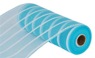 DECOMESH | 10"X10YD VERTICAL WIDE STRIPE MESH | TURQUOISE/WHITE | RE8903HJ