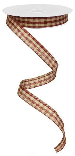 RIBBON | 5/8" X 10YD | RED/TAN | GINGHAM | WIRED | RG01395K9