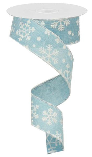 RIBBON | 1.5"X10YD | SNOWFLAKES | LIGHT BLUE/WHITE | ROYAL BURLAP  | RG0154814