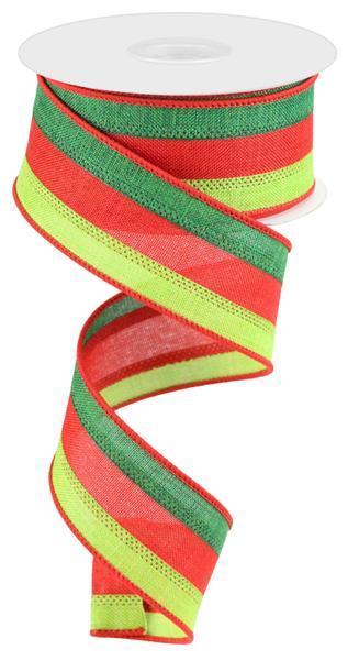 RIBBON | 1.5"X10YD 3 COLOR 3-IN-1 ROYAL BURLAP | LIME GRN/RED/EMERALD GRN | RG016012W