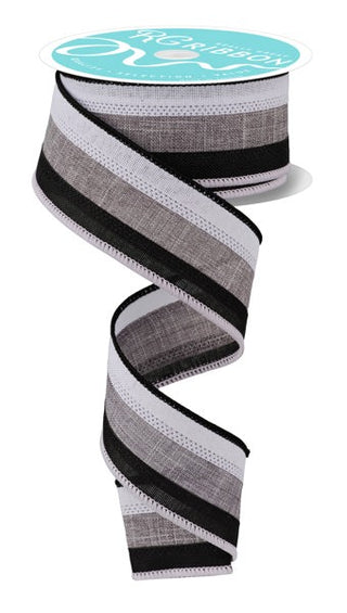 RIBBON | 1.5"X10YD 3 COLOR 3-IN-1 ROYAL BURLAP | BLACK/RED/GREY | RG016016C