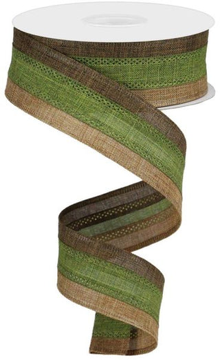 RIBBON | 1.5"X10YD 3 COLOR 3-IN-1 ROYAL BURLAP | BROWN/FERN/MOSS/TAN | RG016017F