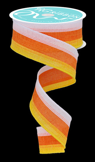 RIBBON | 1.5"X10YD | 3 COLOR 3-IN-1 | ROYAL BURLAP | WHITE/ORANGE/YELLOW | RG01601R6