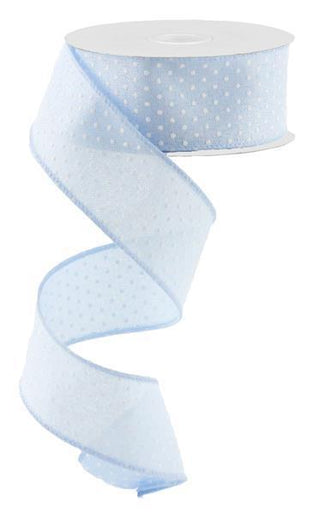 RIBBON | 1.5" X 10YD | RAISED SWISS DOTS | ON ROYAL | PALE BLUE & WHITE | RG0165114