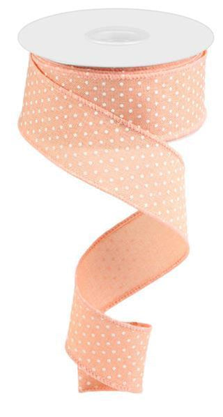RIBBON | 1.5"X10YD RAISED SWISS DOTS ON ROYAL | PEACH/WHITE | RG01651ET